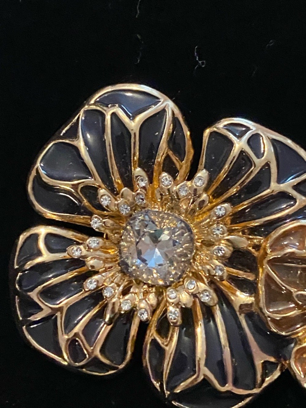 Napier Gold Floral Brooch with Pale Pink & Gray Enamel - Picture 4 of 7